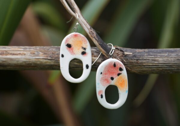 Porcelain earrings with special glaze
