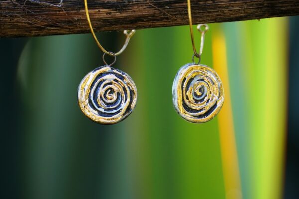 Porcelain earrings with gold lustre