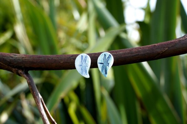Porcelain earrings with dragonfly drops