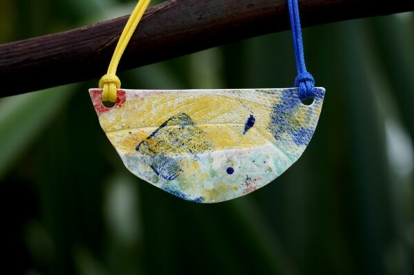 Ceramic graphic design necklace
