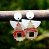 Each piece is handmade from porcelain clay and fired twice or three times in the kiln around 1200 degrees. Pottery is my passion and I love to discover new techniques, glazes, oxides or materials to play with and make extraordinary high quality jewellery. I also use hypoallergenic stainless steel and silver studs/hooks.