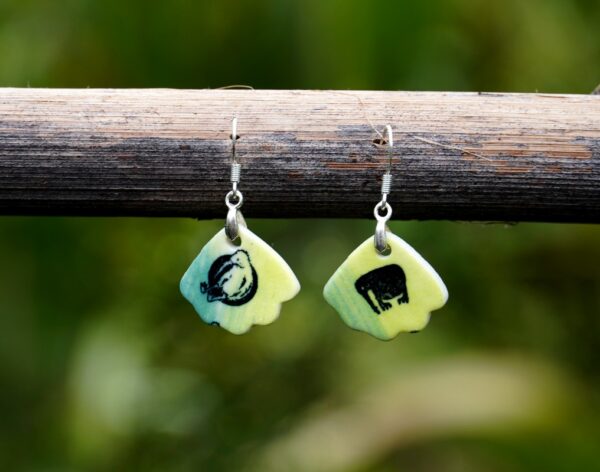 Each piece is handmade from porcelain clay and fired twice or three times in the kiln around 1200 degrees. Pottery is my passion and I love to discover new techniques, glazes, oxides or materials to play with and make extraordinary high quality jewellery. I also use hypoallergenic stainless steel and silver studs/hooks.