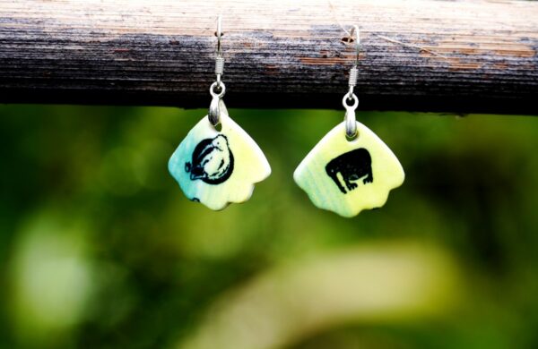 Each piece is handmade from porcelain clay and fired twice or three times in the kiln around 1200 degrees. Pottery is my passion and I love to discover new techniques, glazes, oxides or materials to play with and make extraordinary high quality jewellery. I also use hypoallergenic stainless steel and silver studs/hooks.