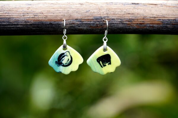 Each piece is handmade from porcelain clay and fired twice or three times in the kiln around 1200 degrees. Pottery is my passion and I love to discover new techniques, glazes, oxides or materials to play with and make extraordinary high quality jewellery. I also use hypoallergenic stainless steel and silver studs/hooks.