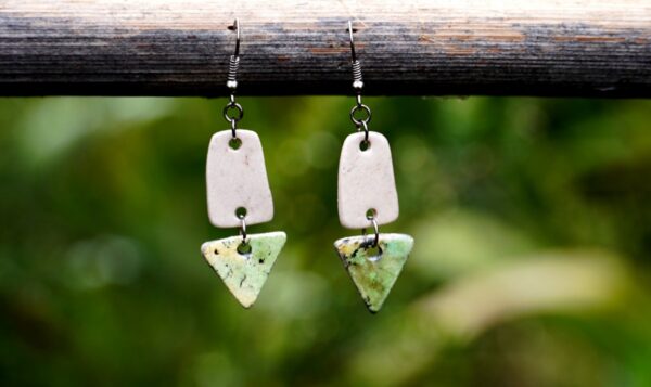 Each piece is handmade from porcelain clay and fired twice or three times in the kiln around 1200 degrees. Pottery is my passion and I love to discover new techniques, glazes, oxides or materials to play with and make extraordinary high quality jewellery. I also use hypoallergenic stainless steel and silver studs/hooks.