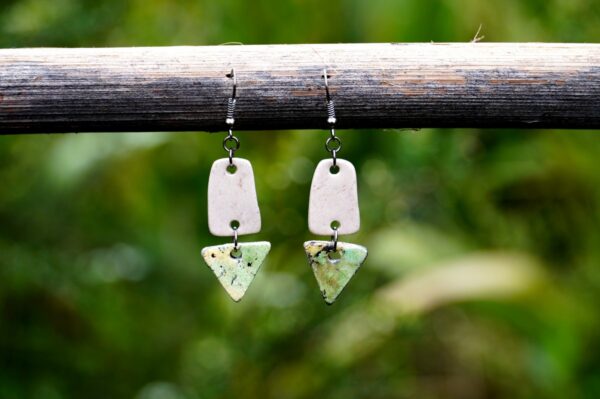 Each piece is handmade from porcelain clay and fired twice or three times in the kiln around 1200 degrees. Pottery is my passion and I love to discover new techniques, glazes, oxides or materials to play with and make extraordinary high quality jewellery. I also use hypoallergenic stainless steel and silver studs/hooks.