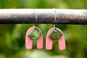 Each piece is handmade from porcelain clay and fired twice or three times in the kiln around 1200 degrees. Pottery is my passion and I love to discover new techniques, glazes, oxides or materials to play with and make extraordinary high quality jewellery. I also use hypoallergenic stainless steel and silver studs/hooks.