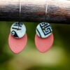 Each piece is handmade from porcelain clay and fired twice or three times in the kiln around 1200 degrees. Pottery is my passion and I love to discover new techniques, glazes, oxides or materials to play with and make extraordinary high quality jewellery. I also use hypoallergenic stainless steel and silver studs/hooks.