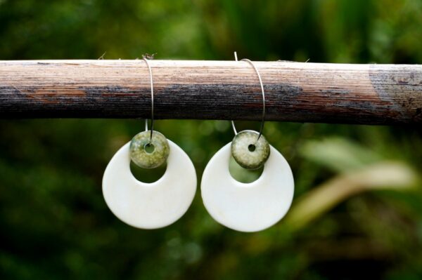 Each piece is handmade from porcelain clay and fired twice or three times in the kiln around 1200 degrees. Pottery is my passion and I love to discover new techniques, glazes, oxides or materials to play with and make extraordinary high quality jewellery. I also use hypoallergenic stainless steel and silver studs/hooks.