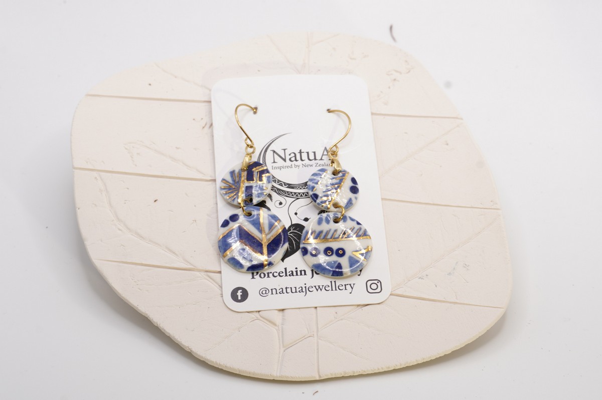 Each piece is handmade from porcelain clay and fired twice or three times in the kiln around 1200 degrees. Pottery is my passion and I love to discover new techniques, glazes, oxides or materials to play with and make extraordinary high quality jewellery. I also use hypoallergenic stainless steel and silver studs/hooks.