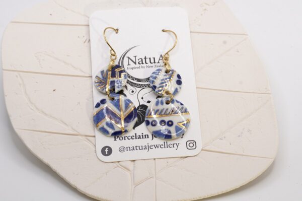 Each piece is handmade from porcelain clay and fired twice or three times in the kiln around 1200 degrees. Pottery is my passion and I love to discover new techniques, glazes, oxides or materials to play with and make extraordinary high quality jewellery. I also use hypoallergenic stainless steel and silver studs/hooks.