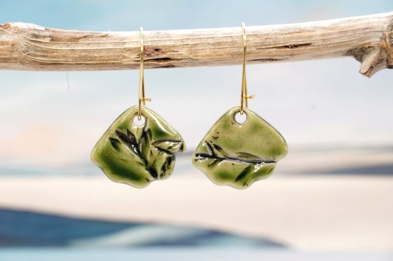 Each piece is handmade from porcelain clay and fired twice or three times in the kiln around 1200 degrees. Pottery is my passion and I love to discover new techniques, glazes, oxides or materials to play with and make extraordinary high quality jewellery. I also use hypoallergenic stainless steel and silver studs/hooks.