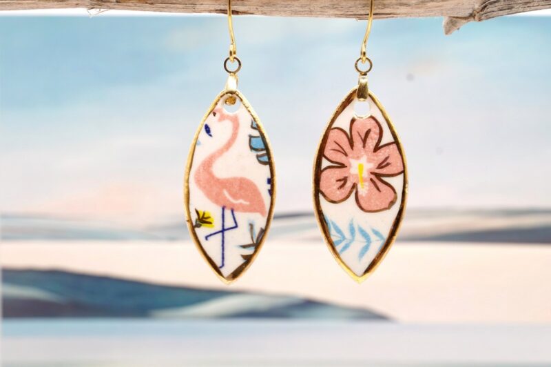 Each piece is handmade from porcelain clay and fired twice or three times in the kiln around 1200 degrees. Pottery is my passion and I love to discover new techniques, glazes, oxides or materials to play with and make extraordinary high quality jewellery. I also use hypoallergenic stainless steel and silver studs/hooks.